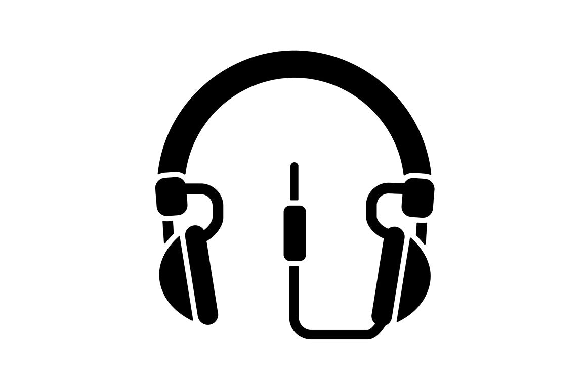 Different types of headphones black glyph icons set