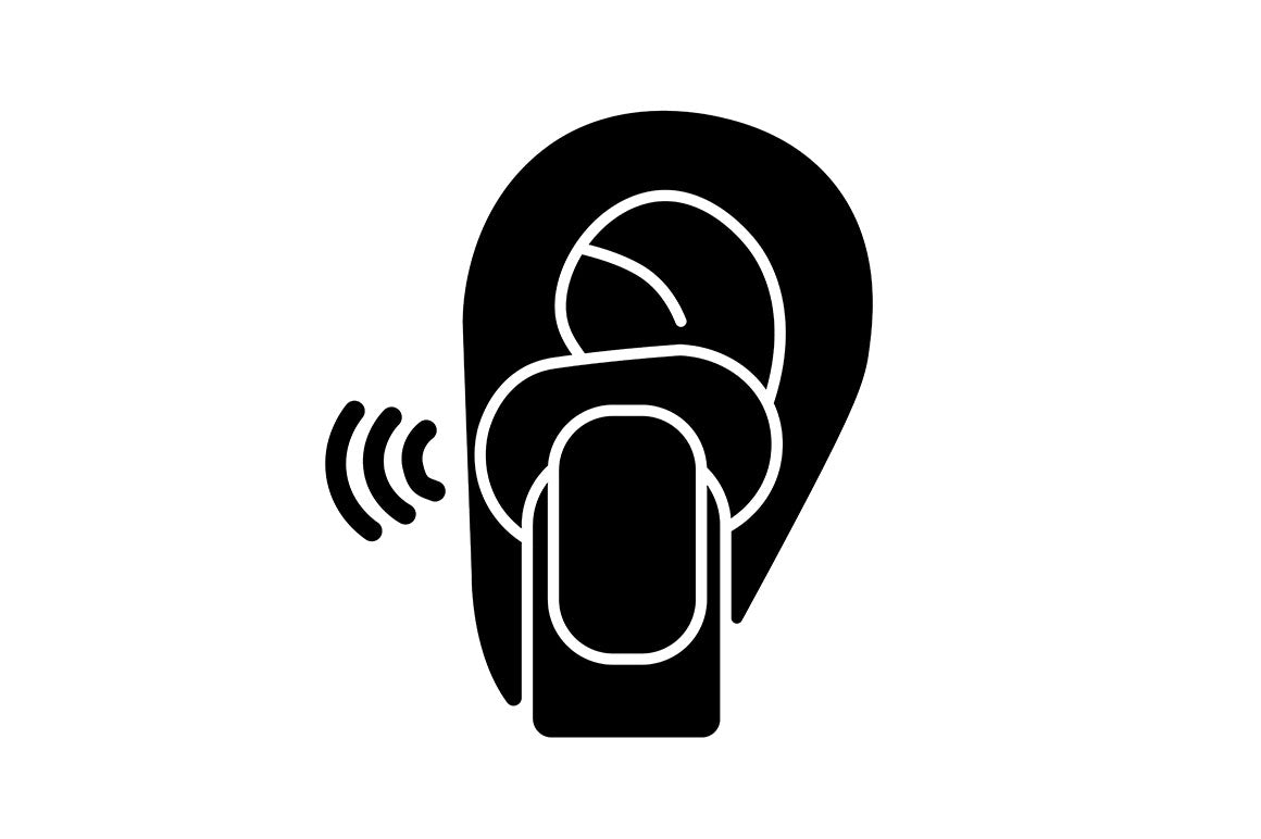 Different types of headphones black glyph icons set