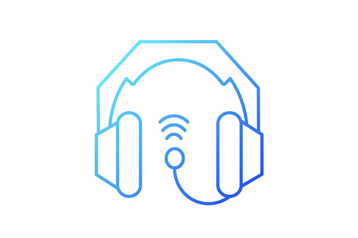 Different types of headphones gradient icons set