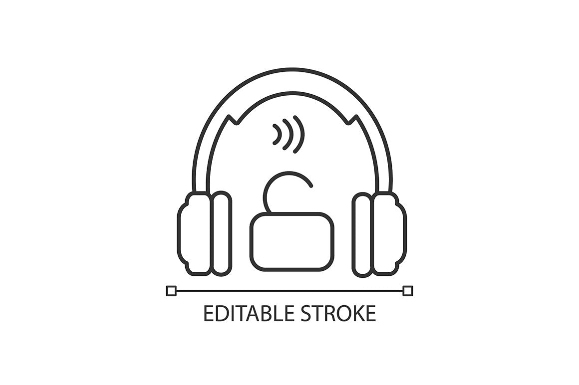 Different types of headphones linear icons set for dark and light mode