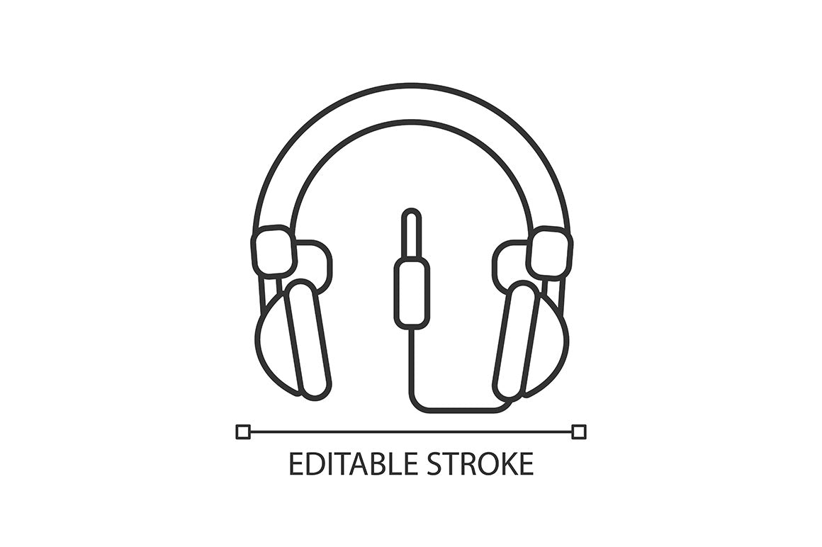 Different types of headphones linear icons set for dark and light mode