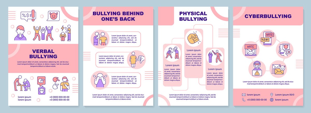 Difficulties of teenage life brochure template set
