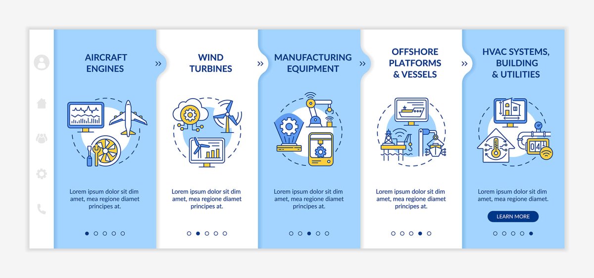 Digital twin application by industry onboarding vector template