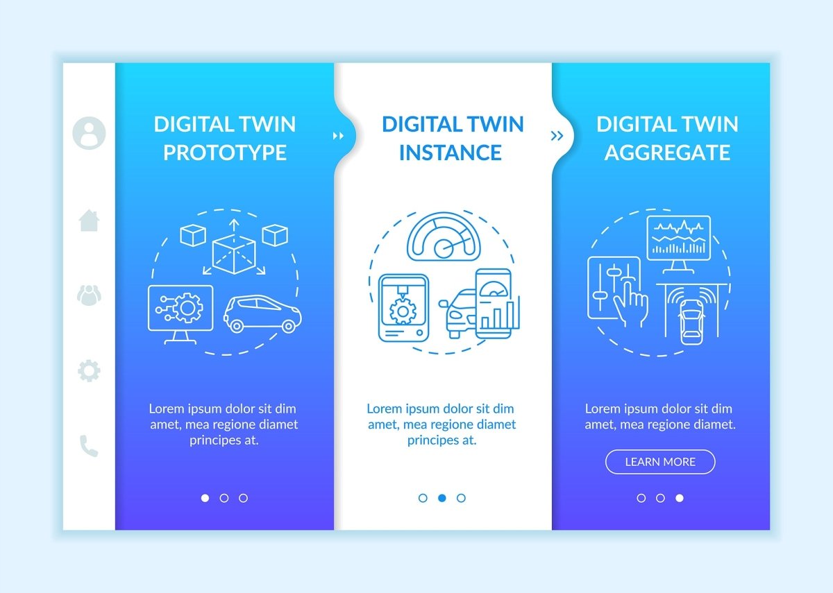 Digital twin application by industry onboarding vector template
