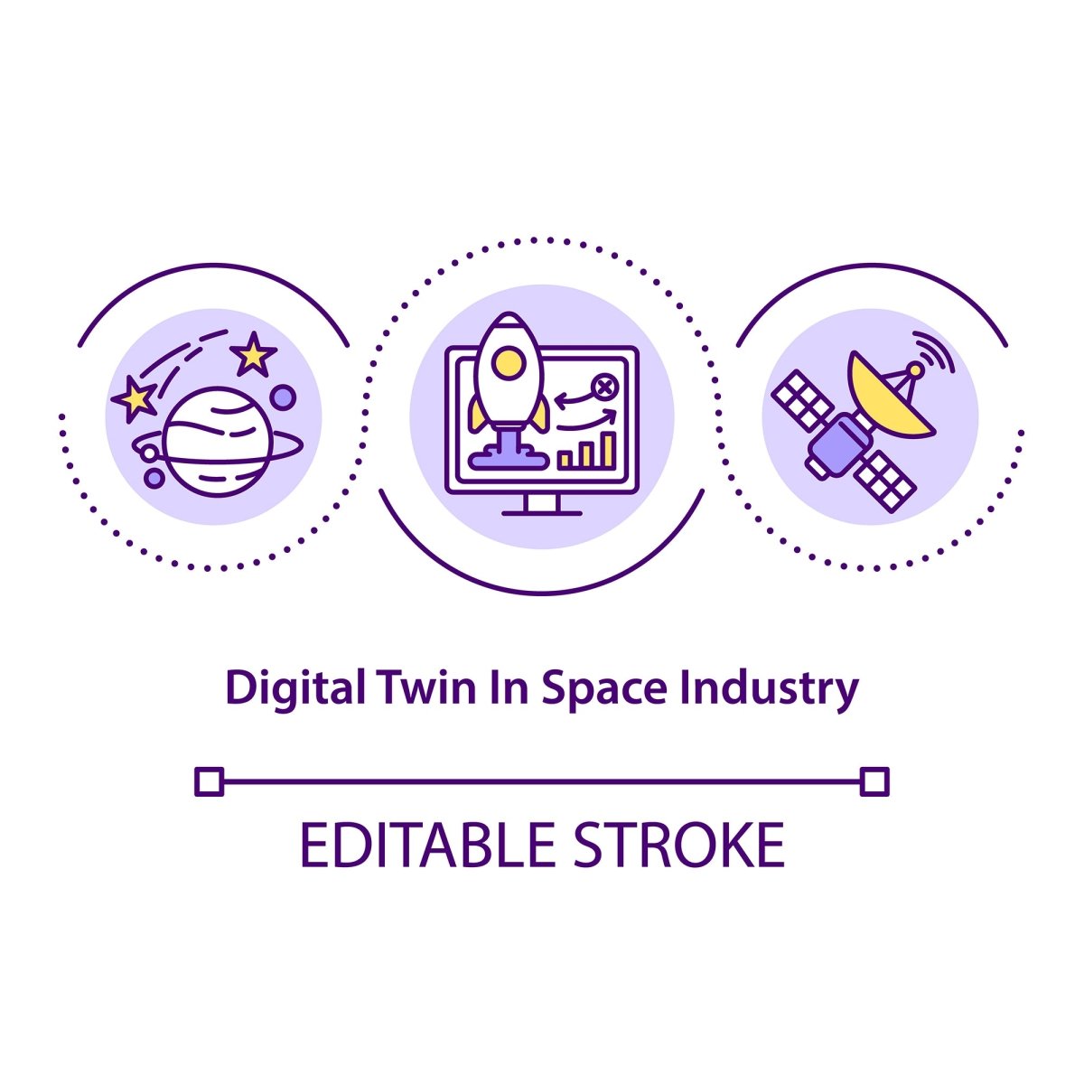 Digital twin concept icons set
