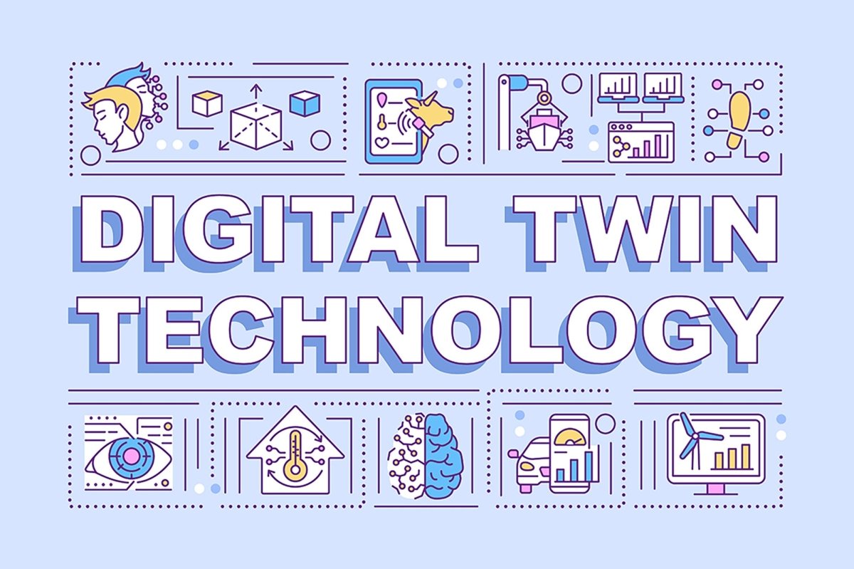 Digital twin concept icons set