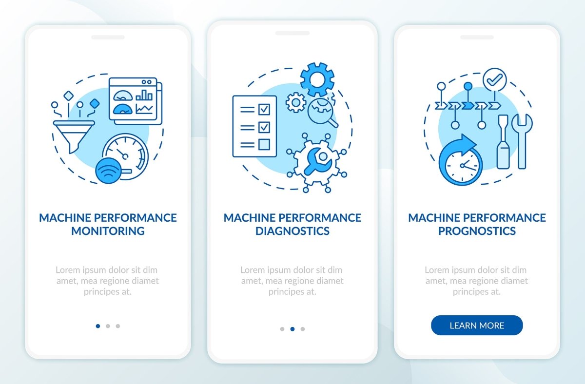 Digital twin onboarding mobile app page screen set