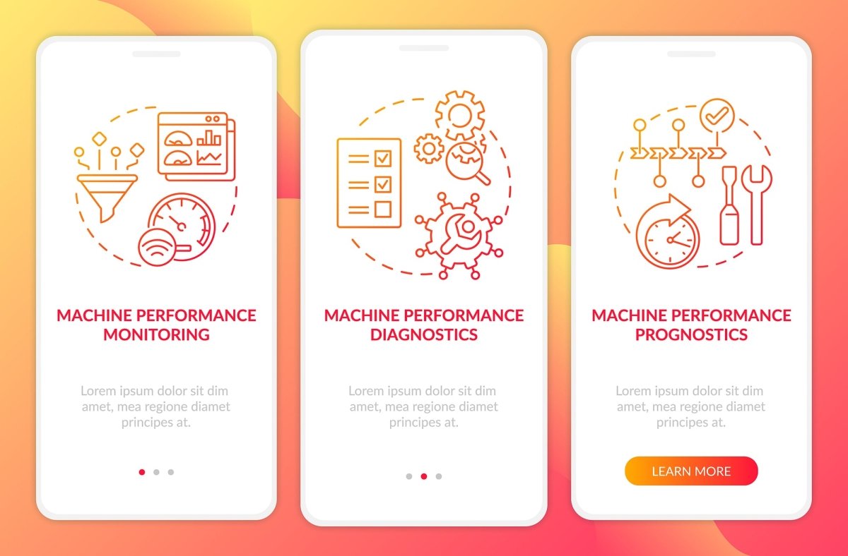 Digital twin onboarding mobile app page screen set