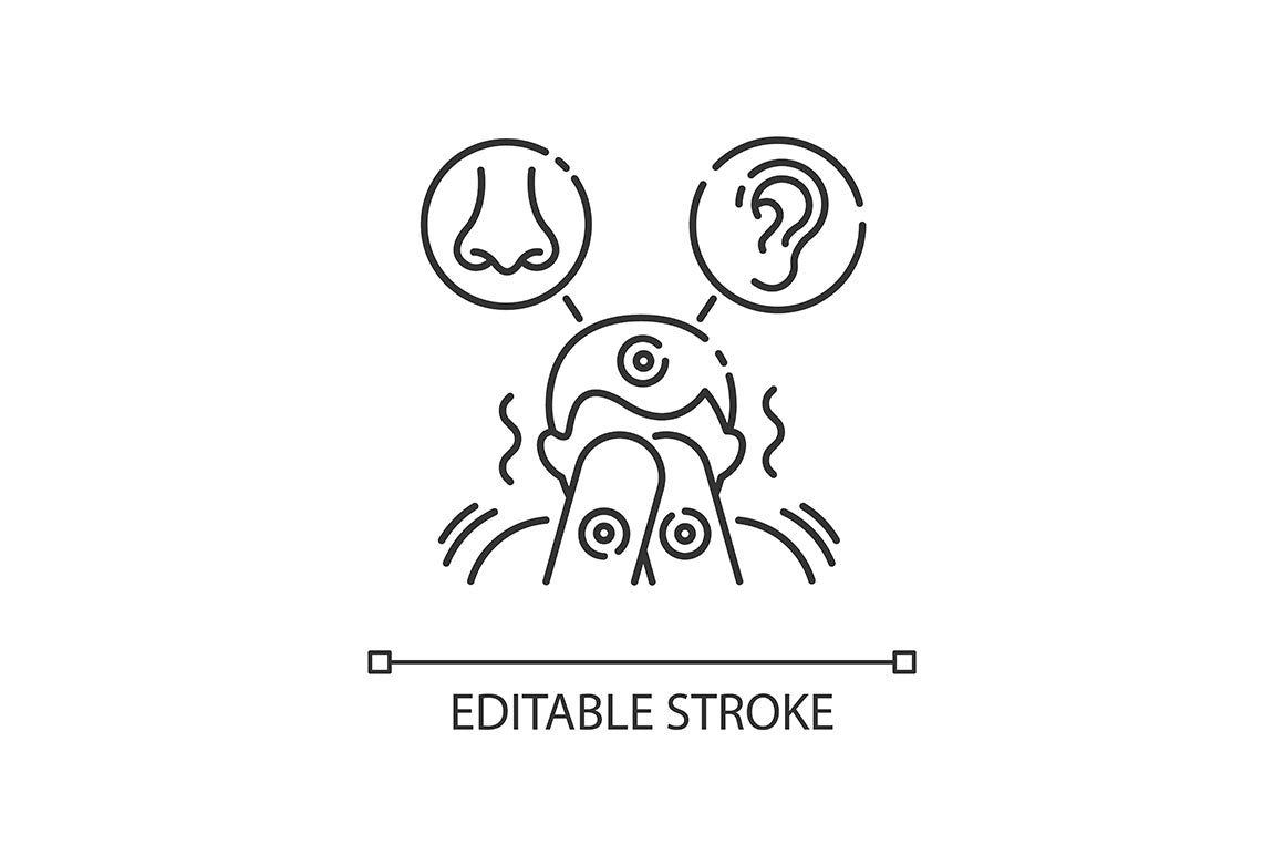 Disability types linear icons set