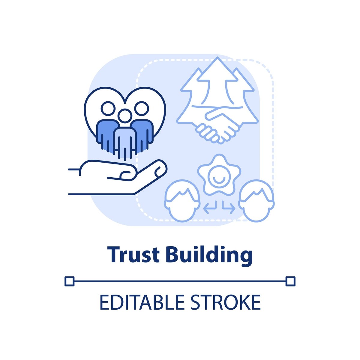 Diversity and inclusion blue concept icons set