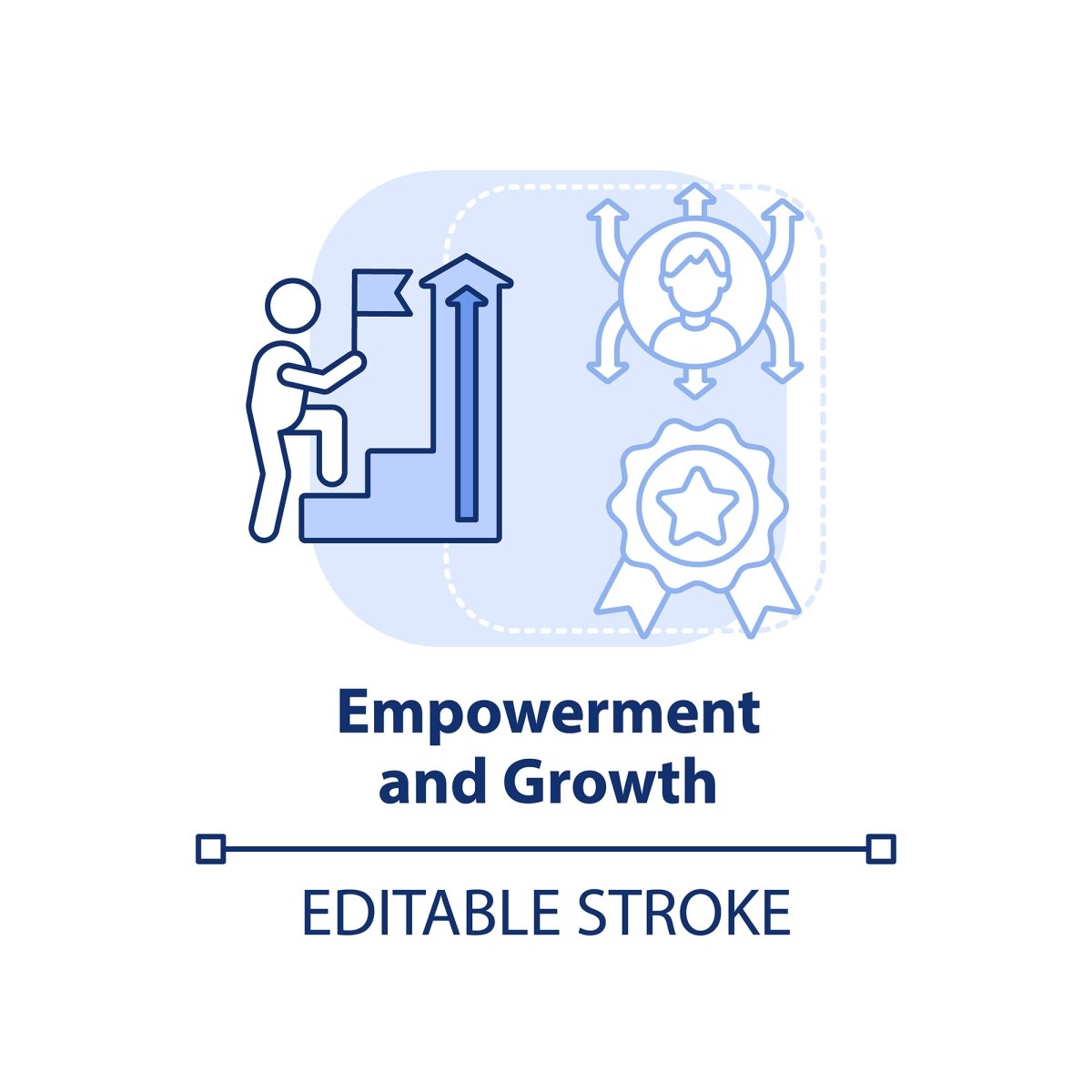 Diversity and inclusion blue concept icons set