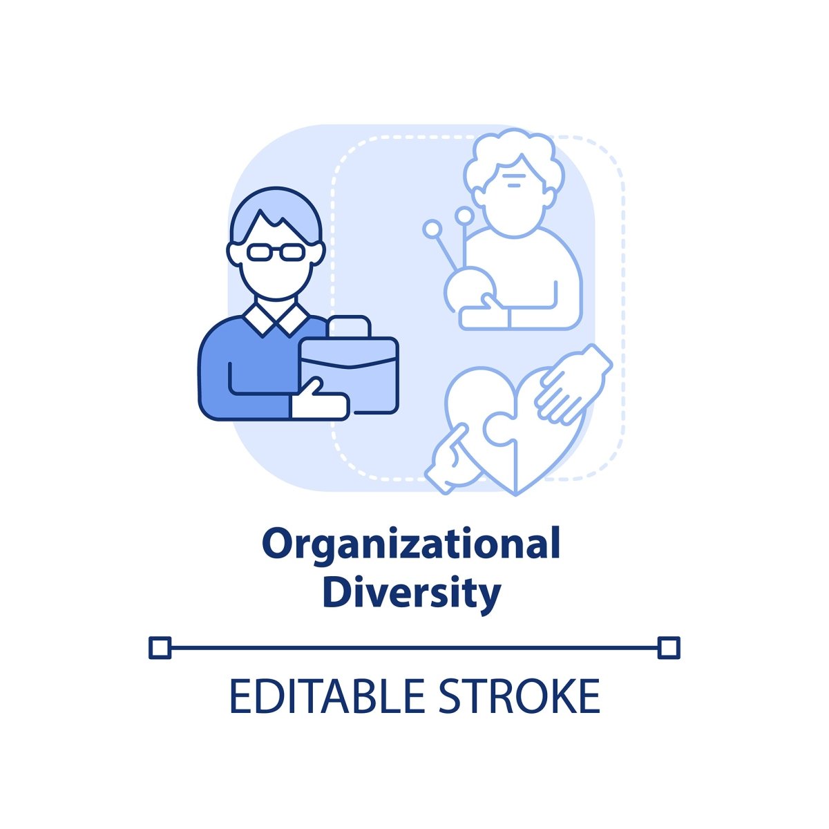 Diversity and inclusion blue concept icons set