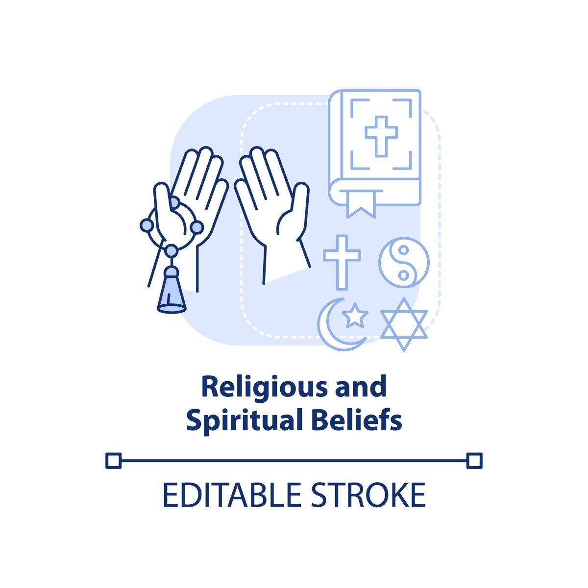 Diversity and inclusion blue concept icons set
