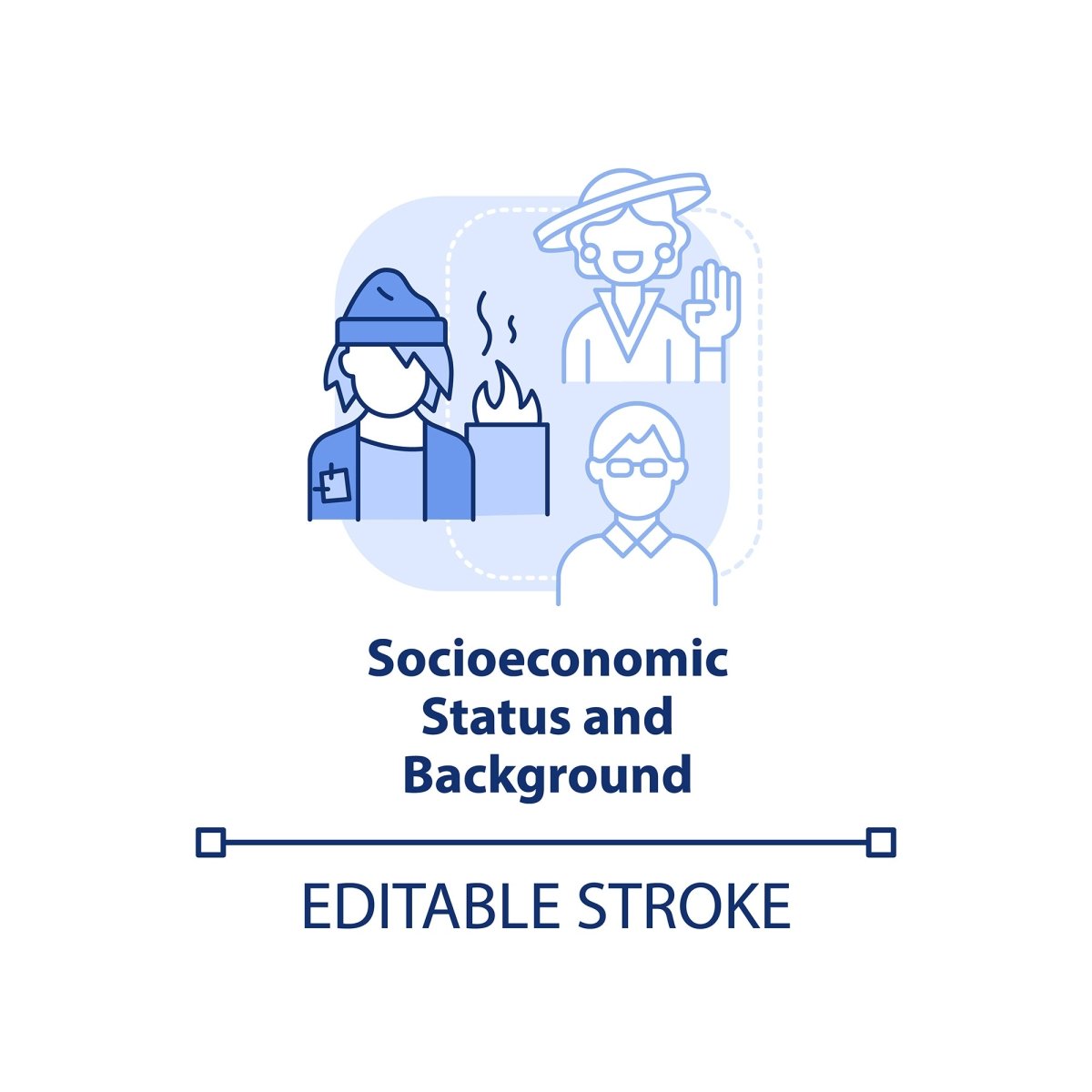 Diversity and inclusion blue concept icons set