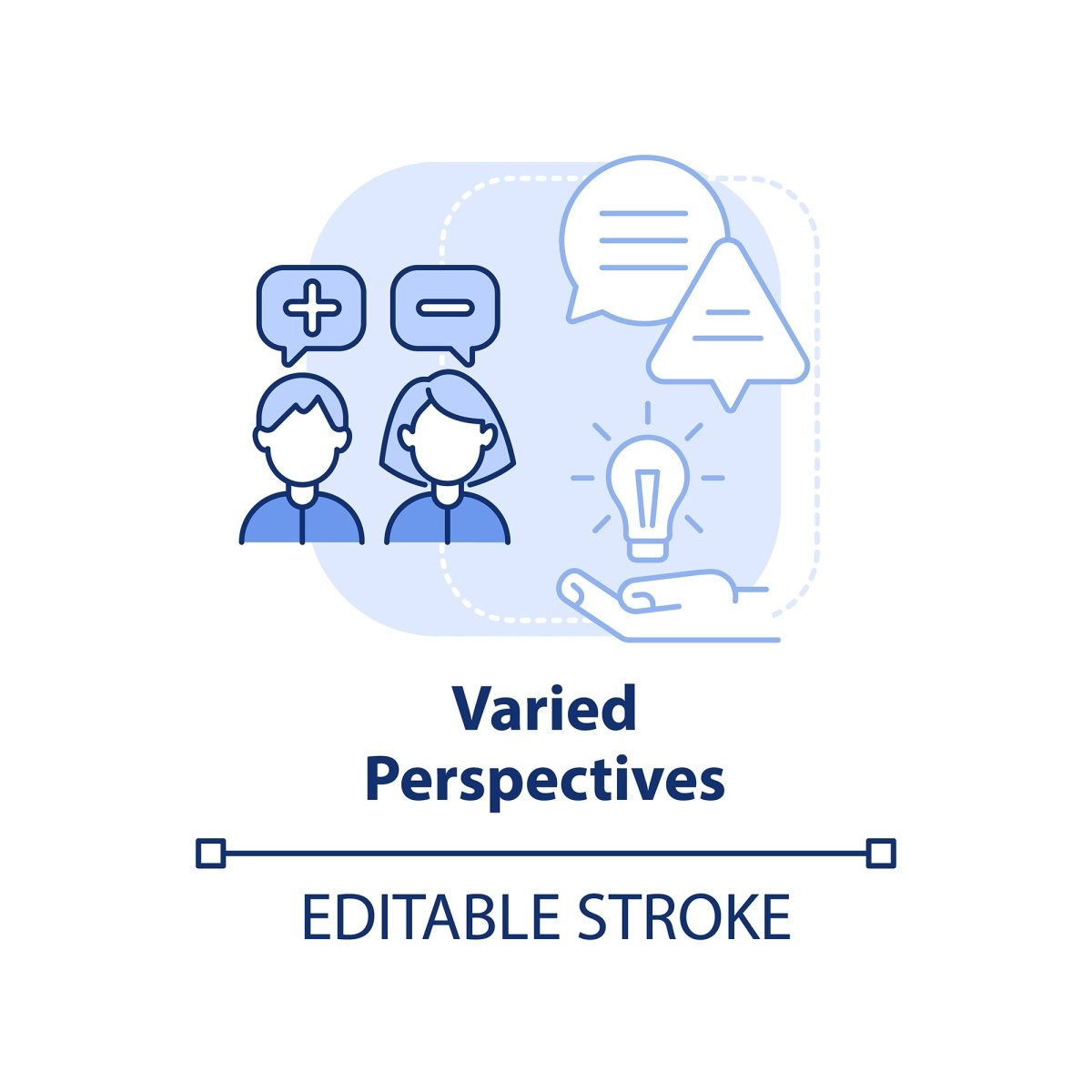 Diversity and inclusion blue concept icons set