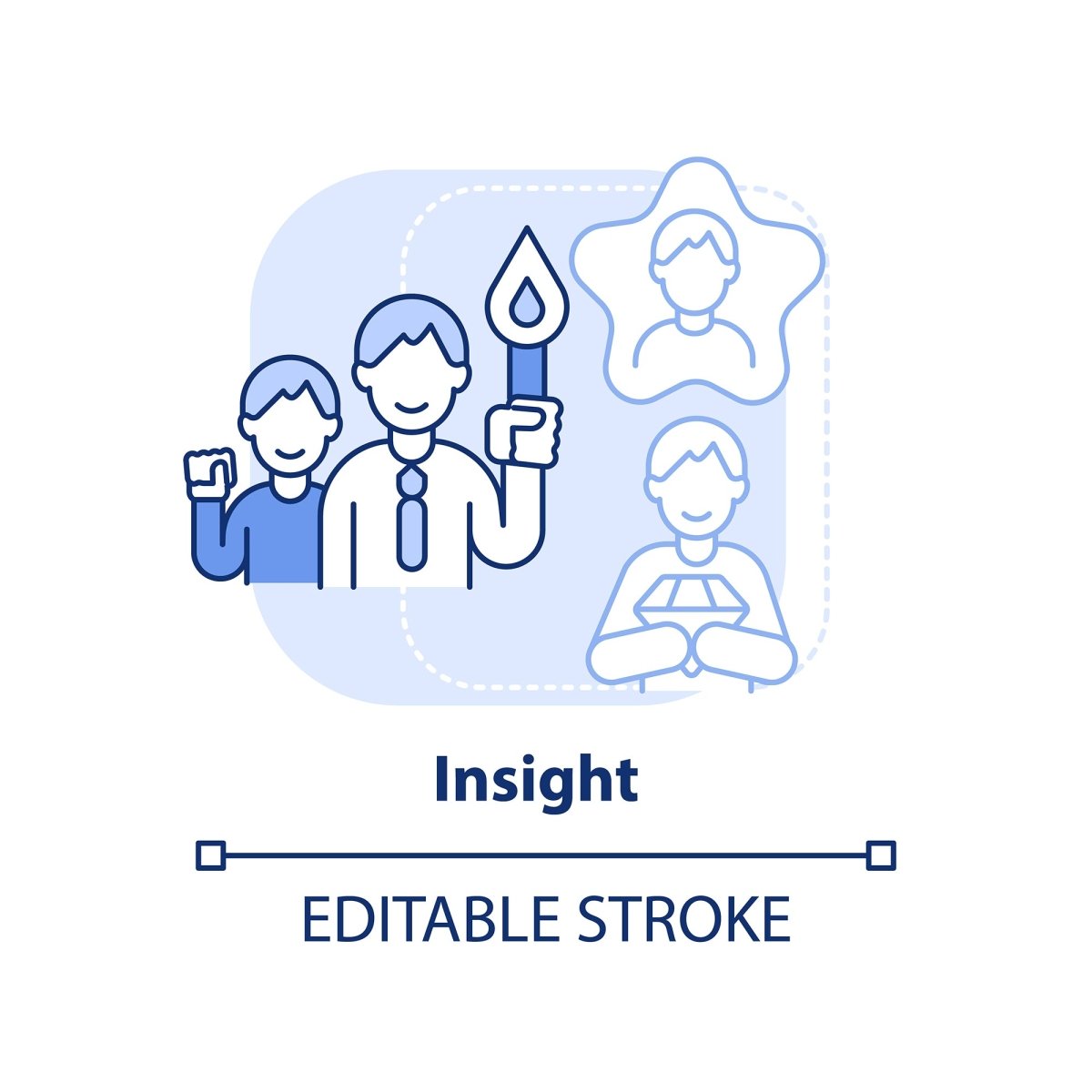 Diversity and inclusion blue concept icons set