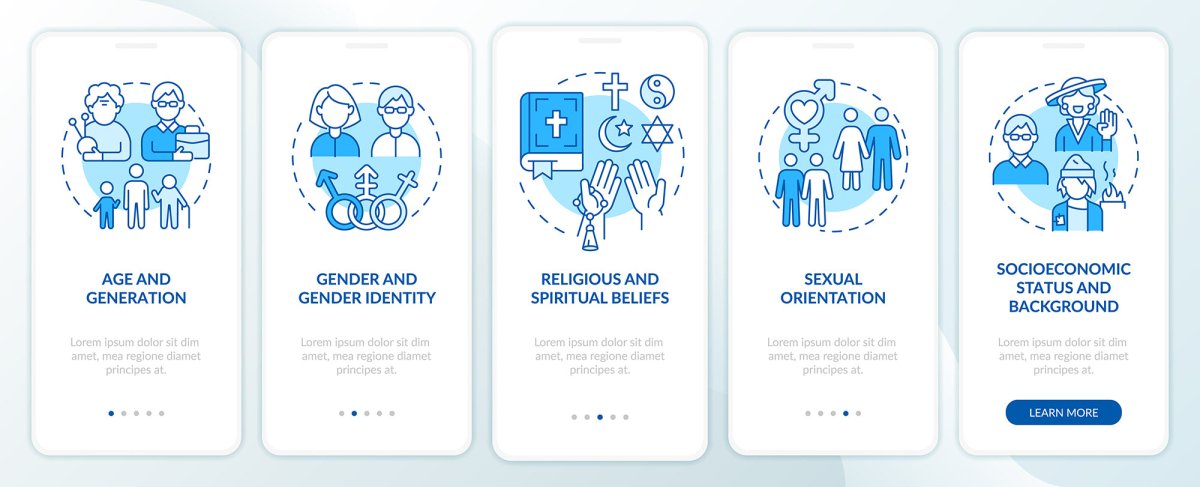 Diversity and inclusion mobile app screen set