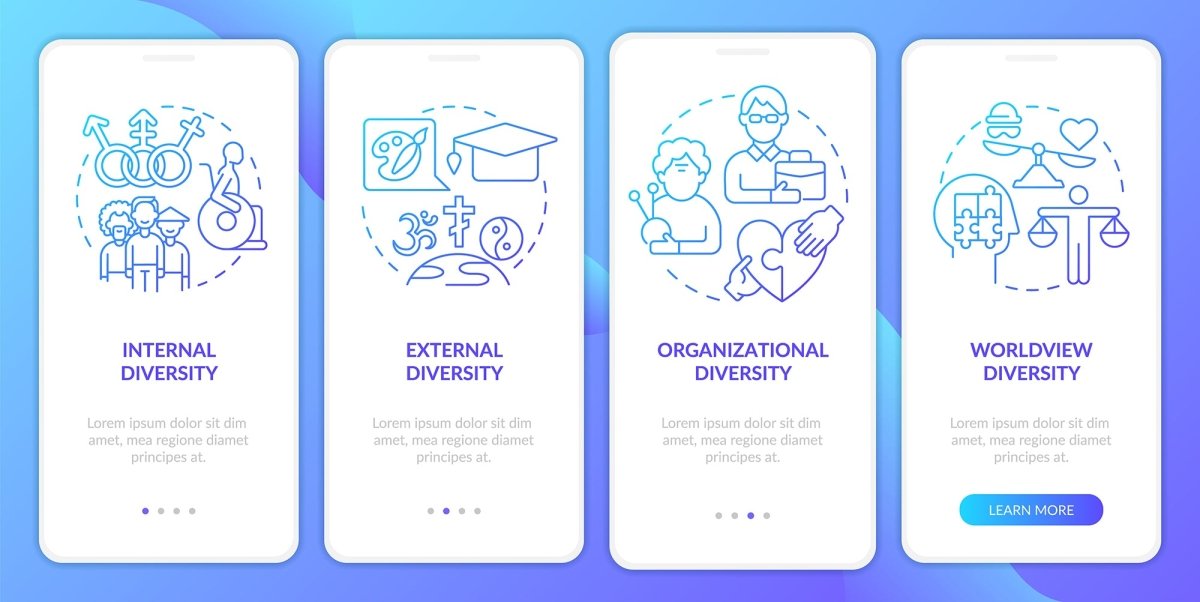Diversity and inclusion mobile app screen set