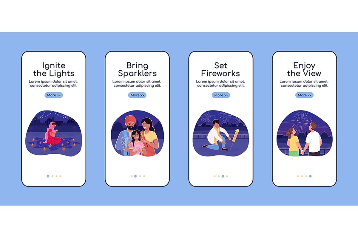 Diwali celebration flat color vector templates