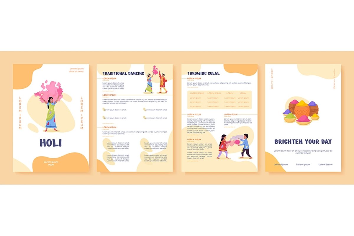 Diwali celebration flat vector brochure templates