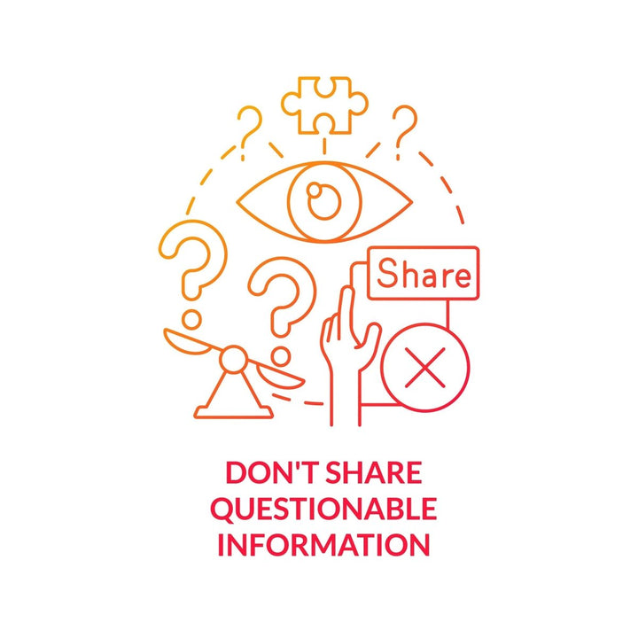 Do not share questionable information red gradient concept icon