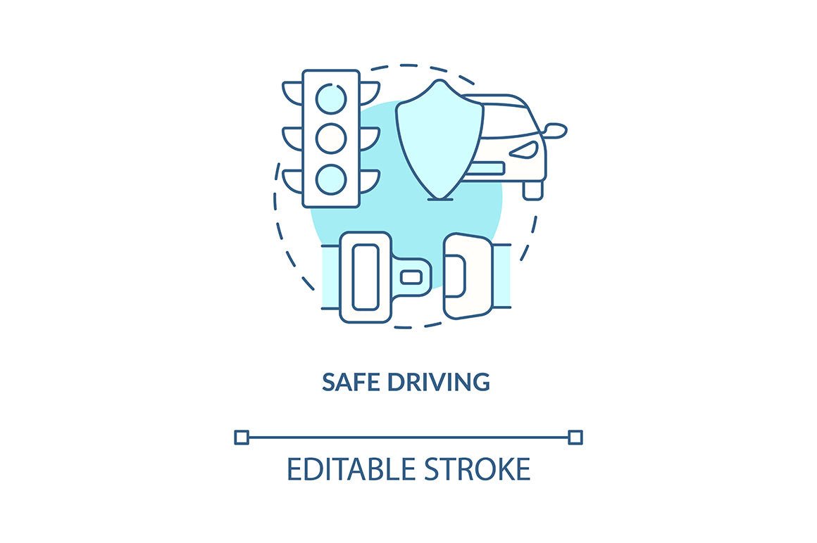 Driving school concept icons bundle