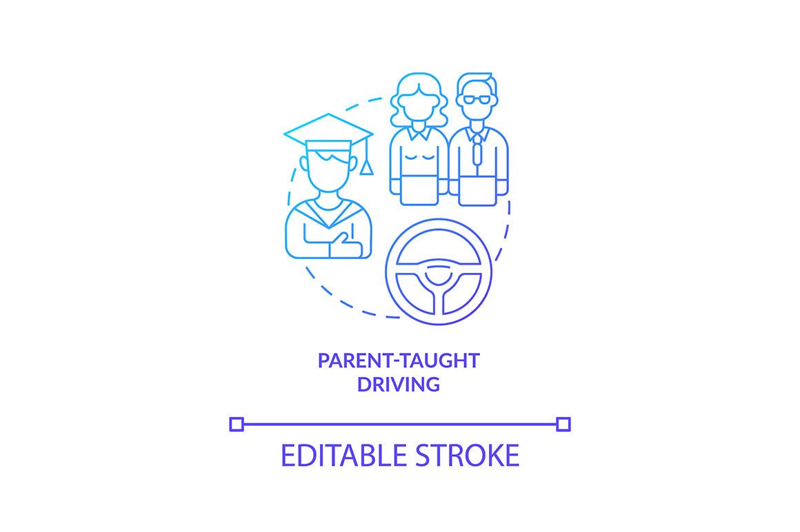Driving school concept icons bundle