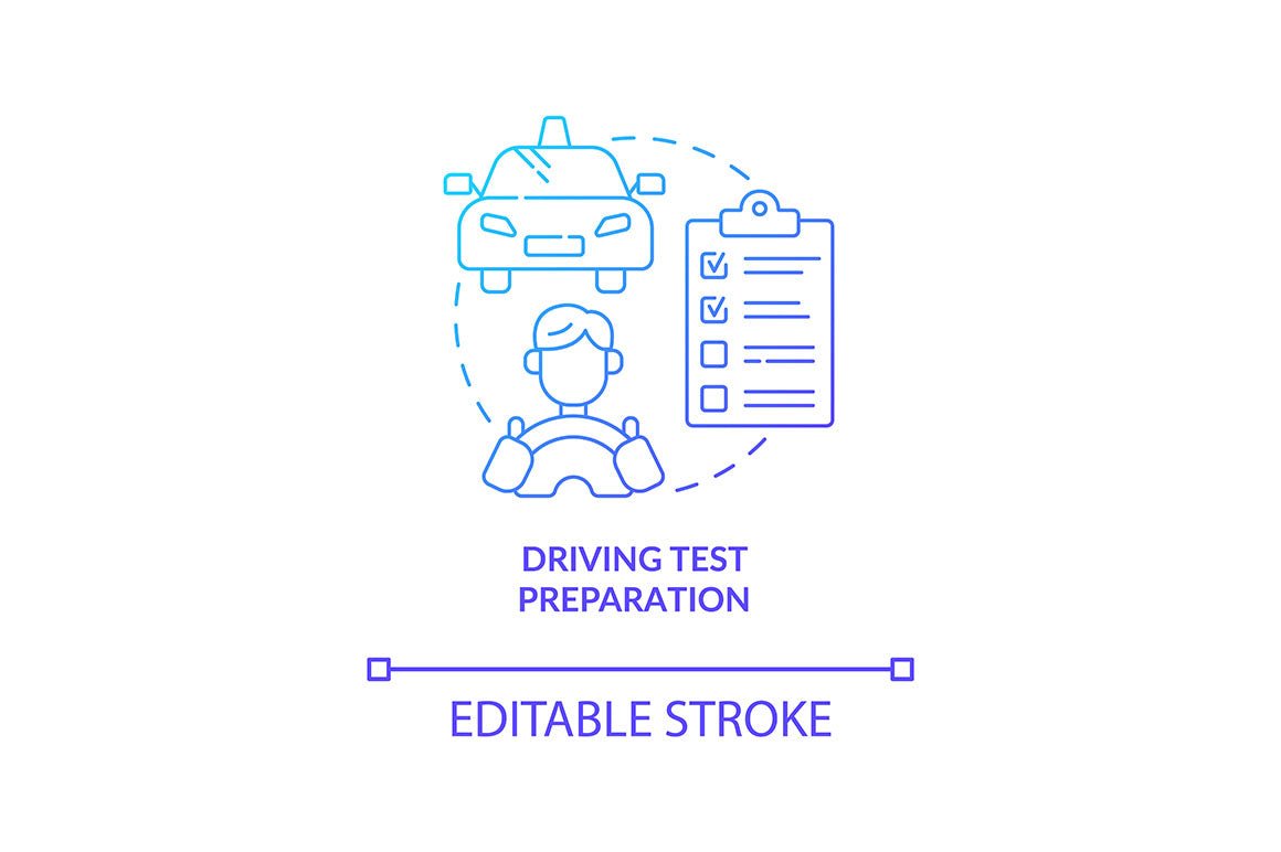 Driving school concept icons bundle