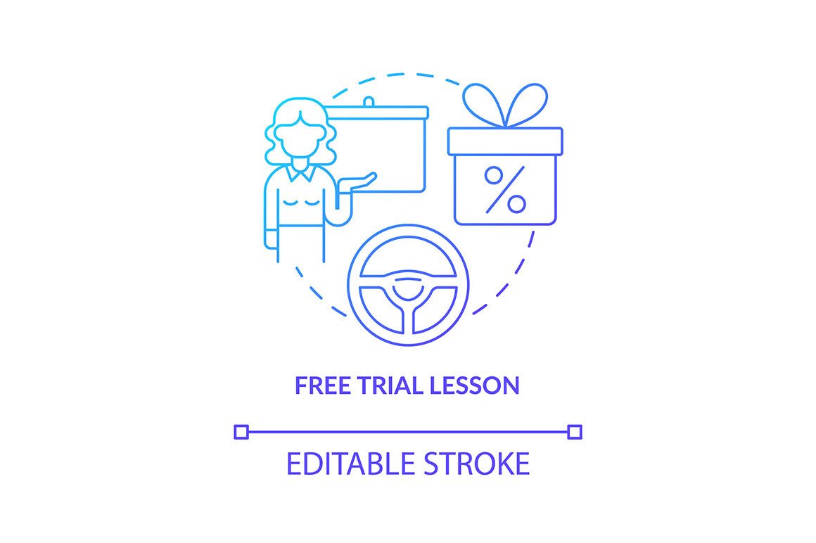 Driving school concept icons bundle