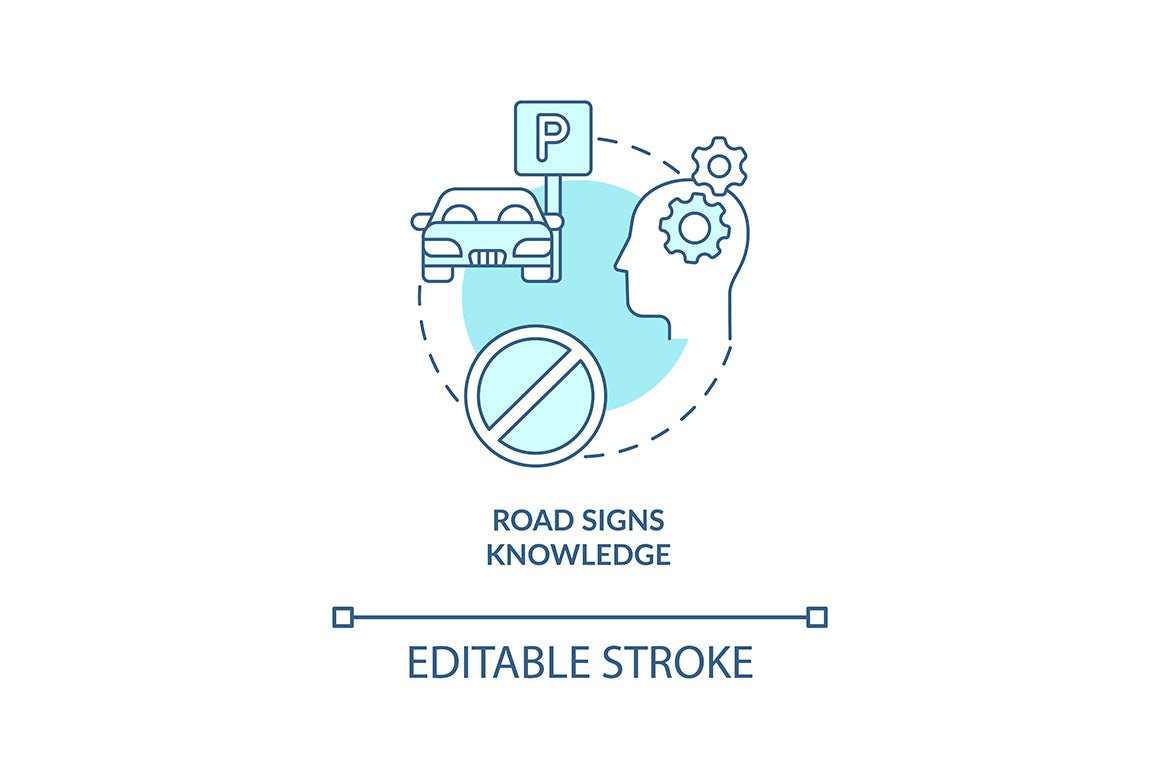 Driving school concept icons bundle