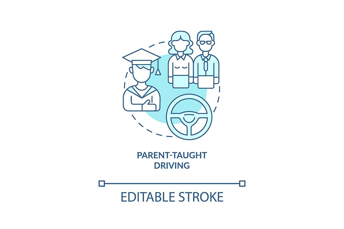 Driving school concept icons bundle