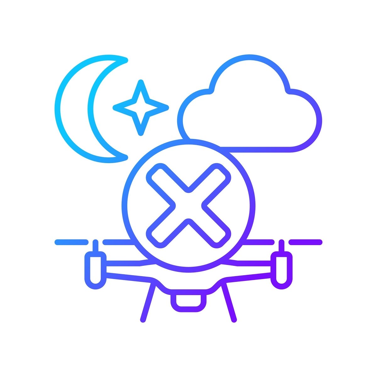 Drone usage gradient manual label icons set for dark and light mode set