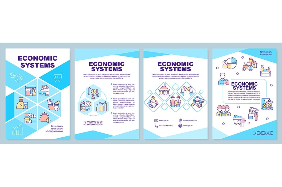 Economic system guideline brochure template set
