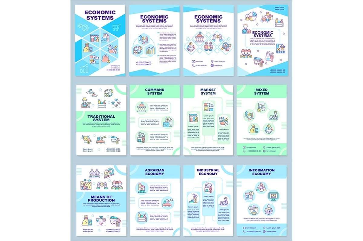 Economic system guideline brochure template set