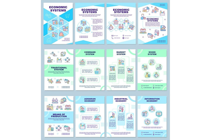 Economic system guideline brochure template set