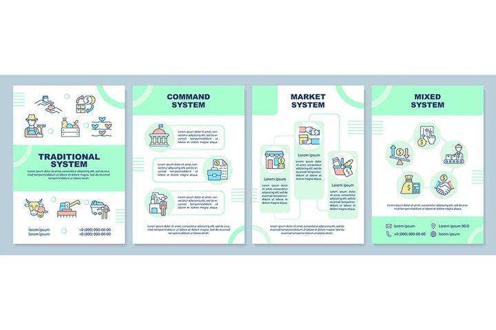 Economic system guideline brochure template set