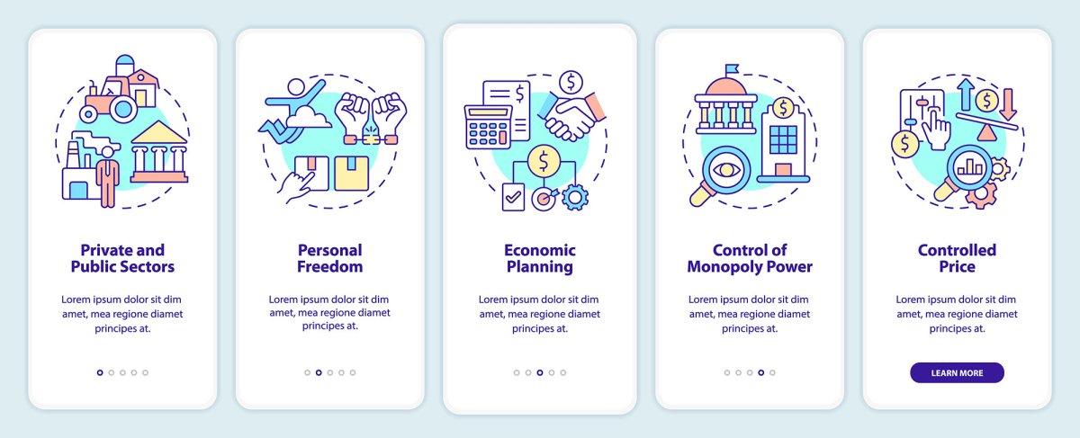 Economic systems mobile app screen set