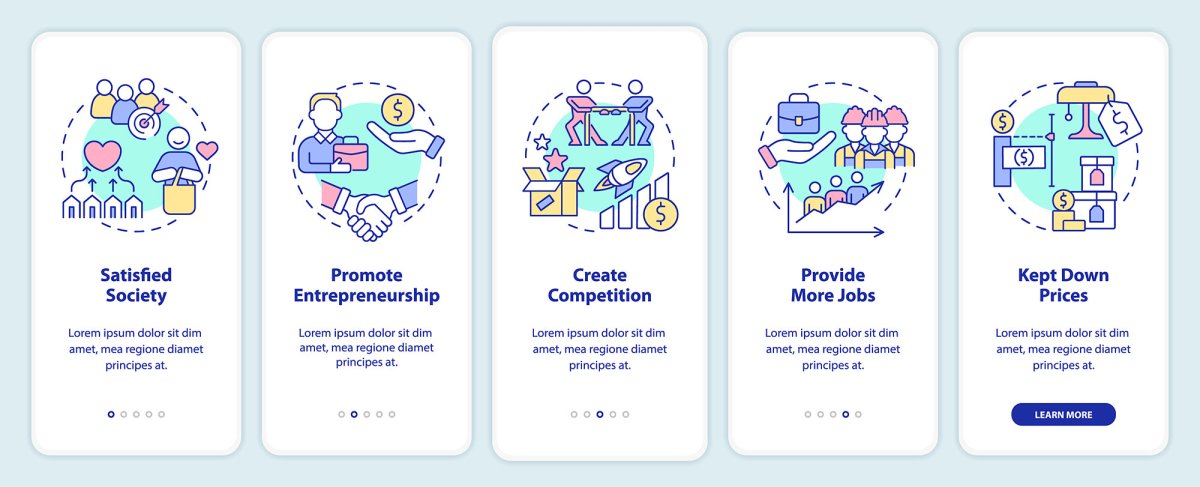 Economic systems mobile app screen set