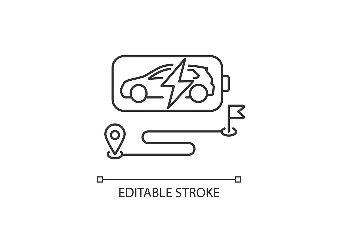 Electric Car Linear Icons Set