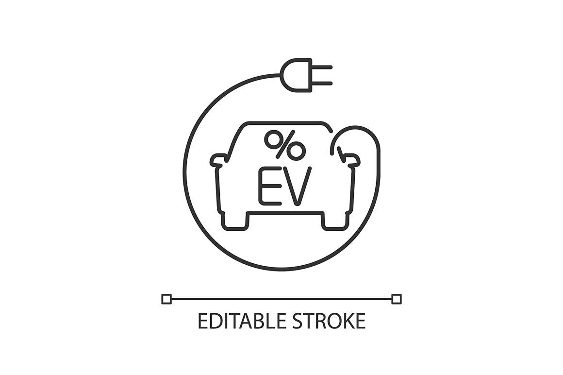 Electric Car Linear Icons Set