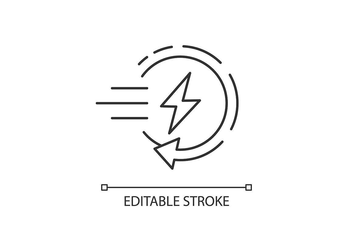 Electric Car Linear Icons Set