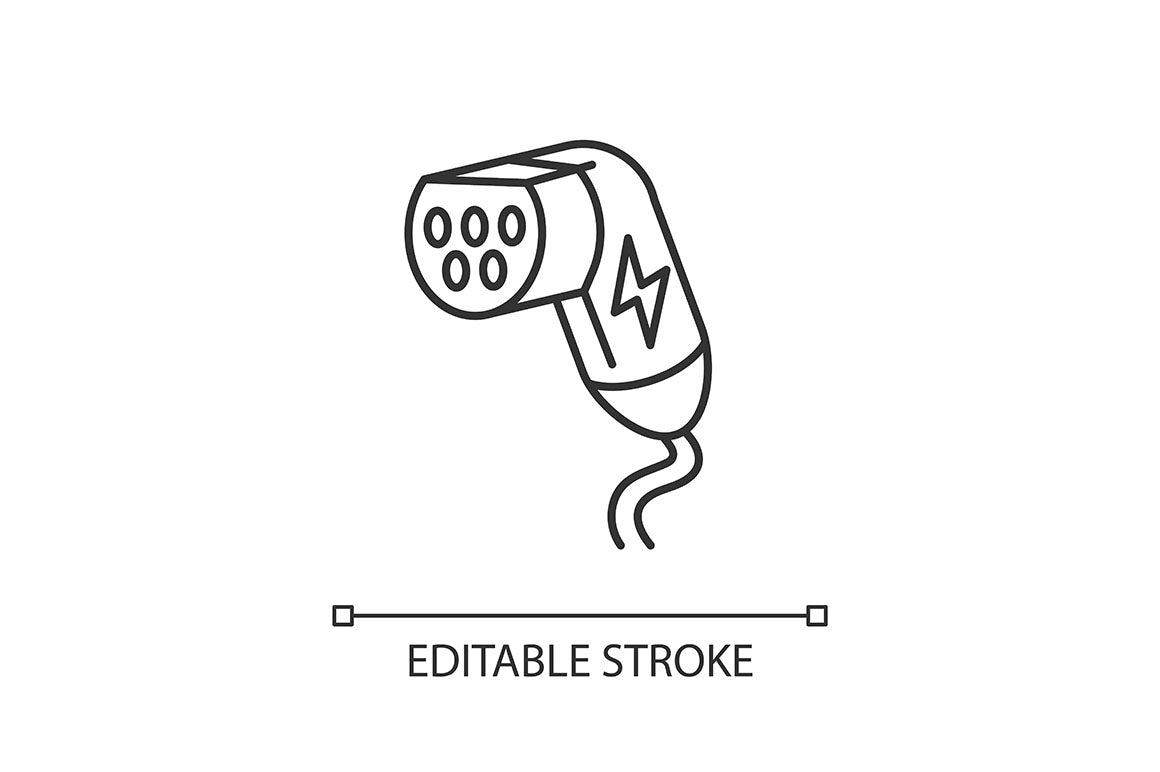 Electric Car Linear Icons Set