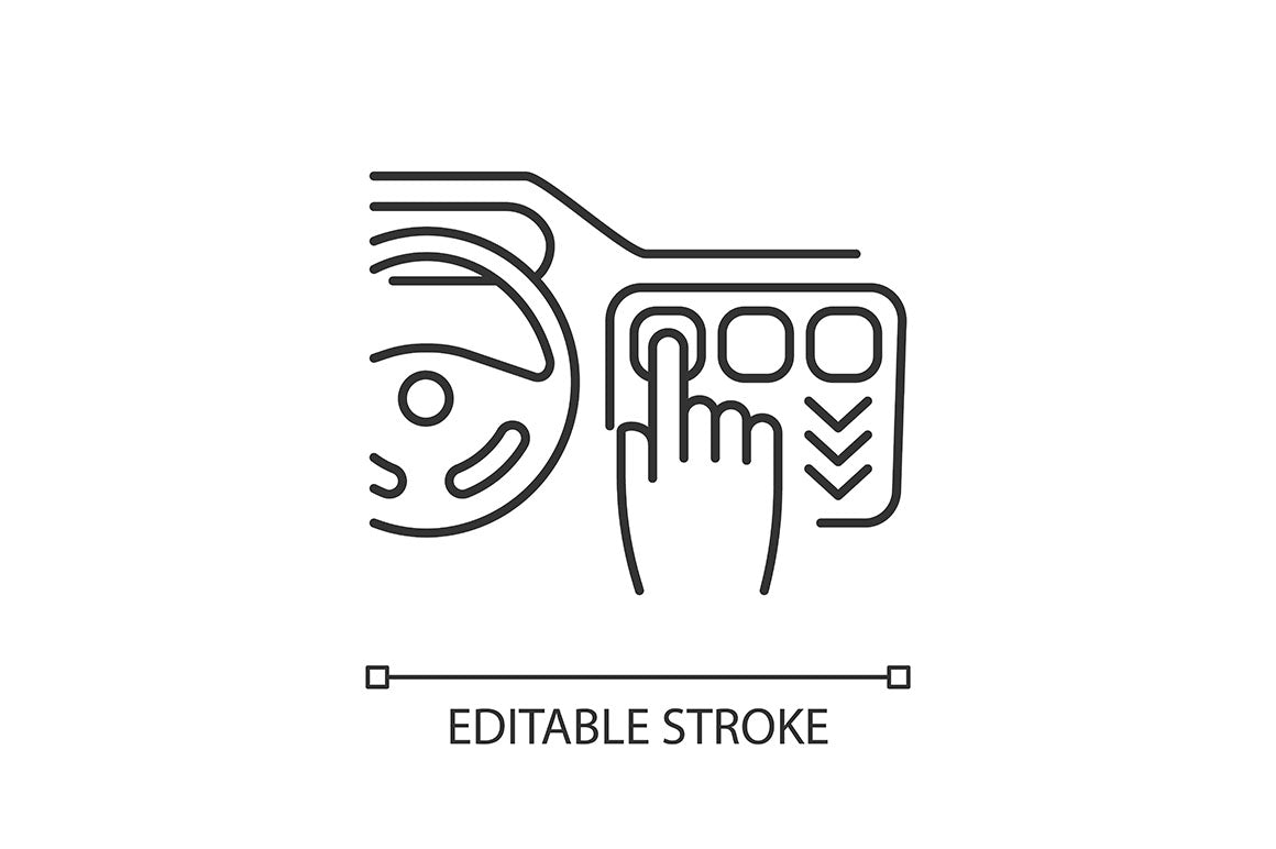 Electric Car Linear Icons Set