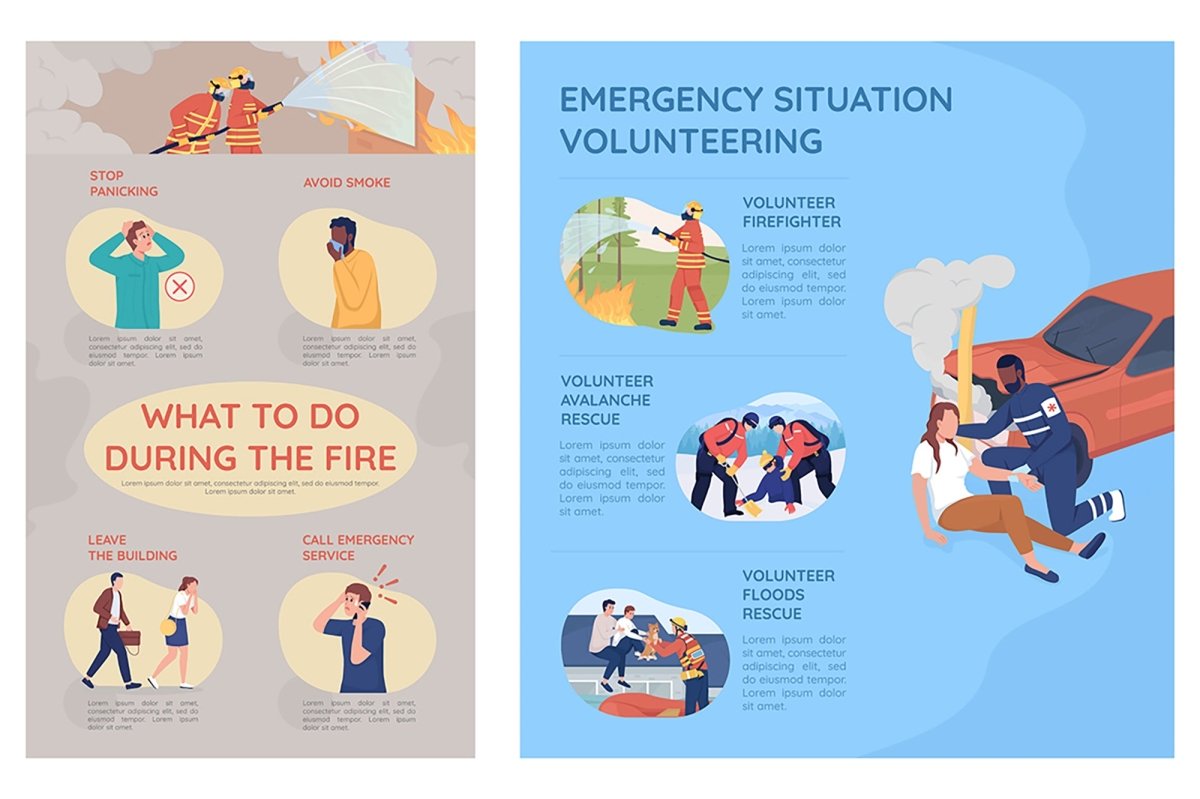 Emergency situation volunteering brochure template set