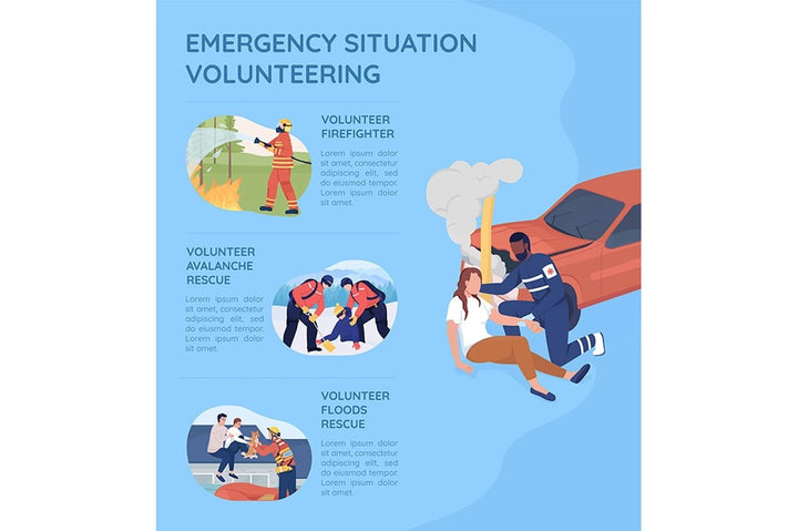 Emergency situation volunteering brochure template set