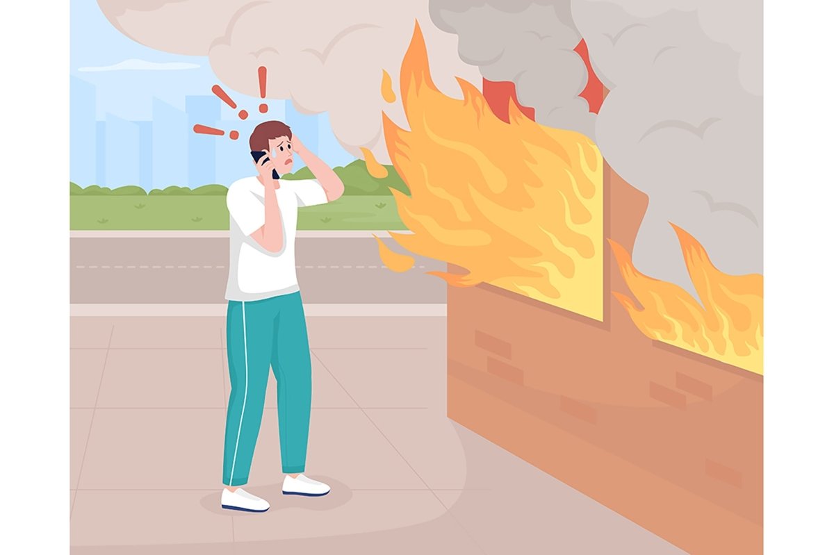 Emergency situations color vector illustration set