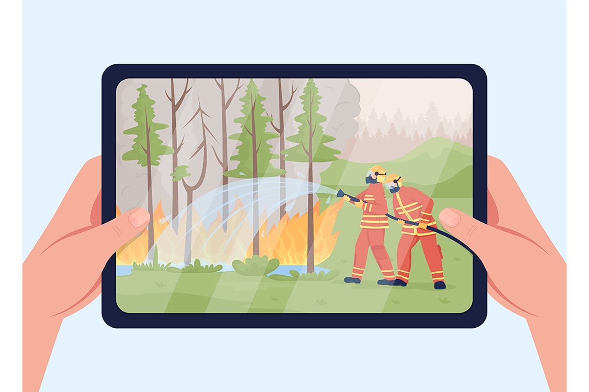 Emergency situations color vector illustration set