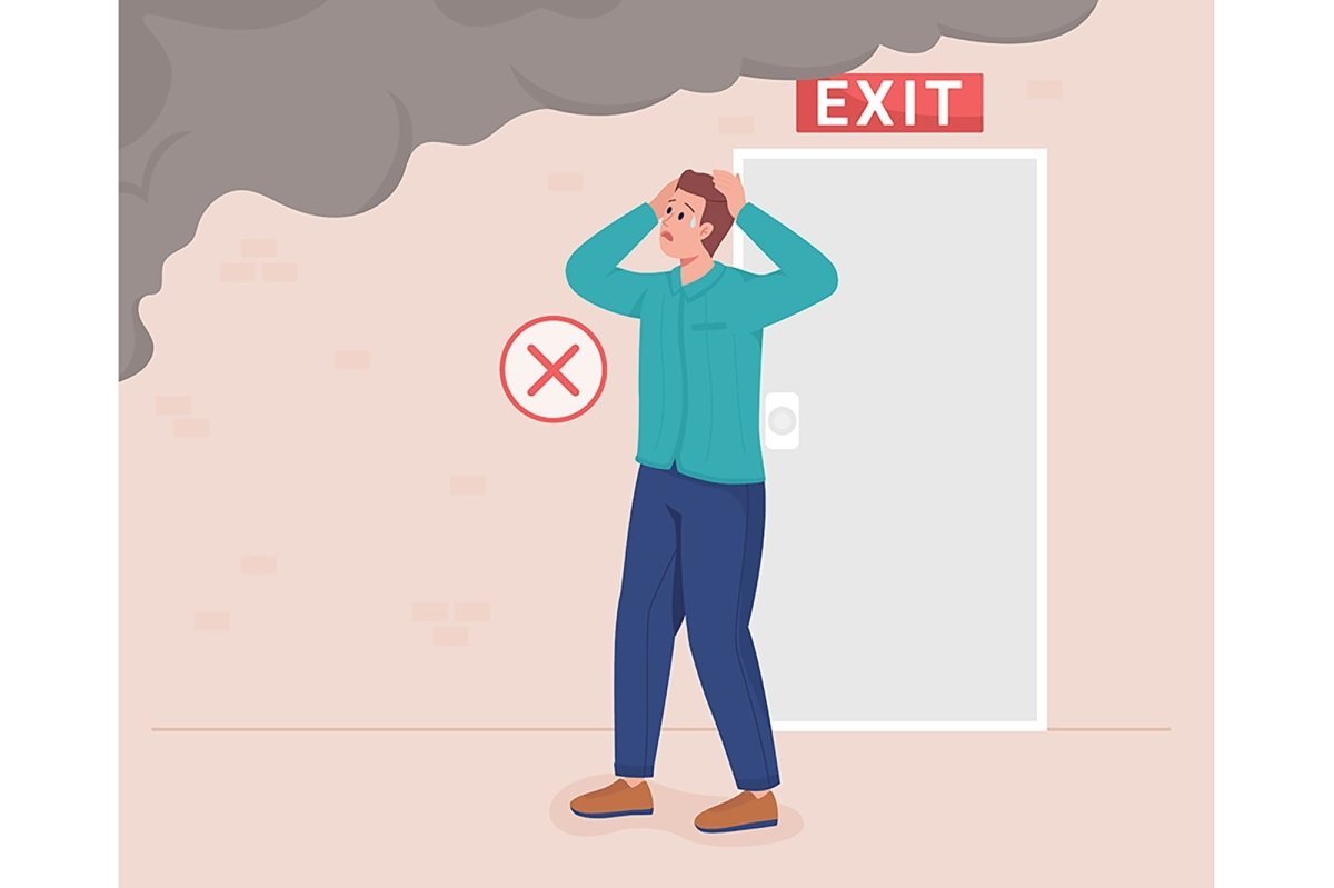 Emergency situations color vector illustration set