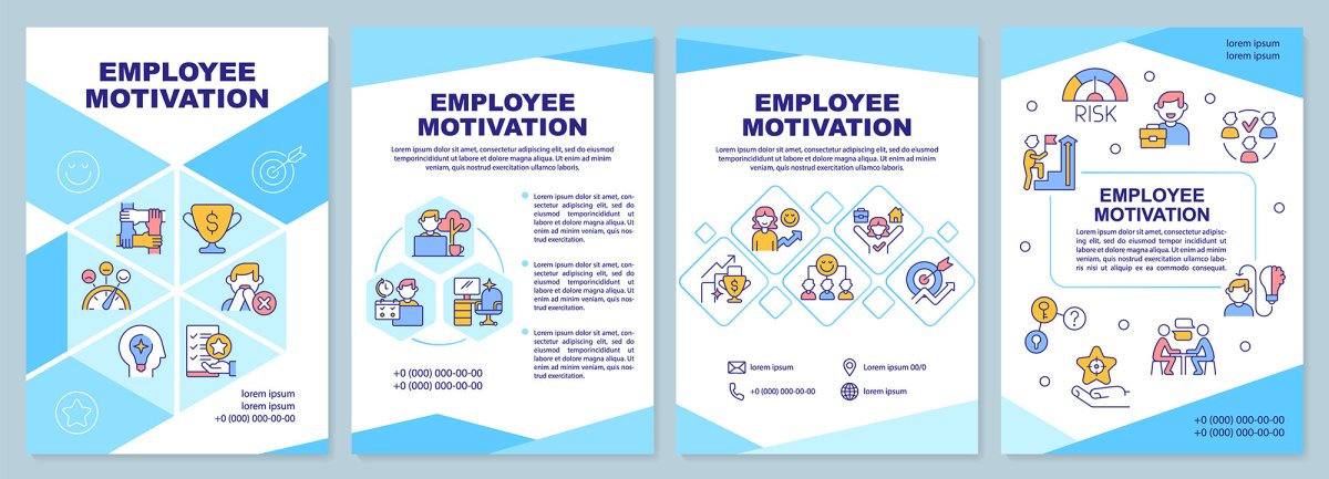 Employee motivation brochure template set