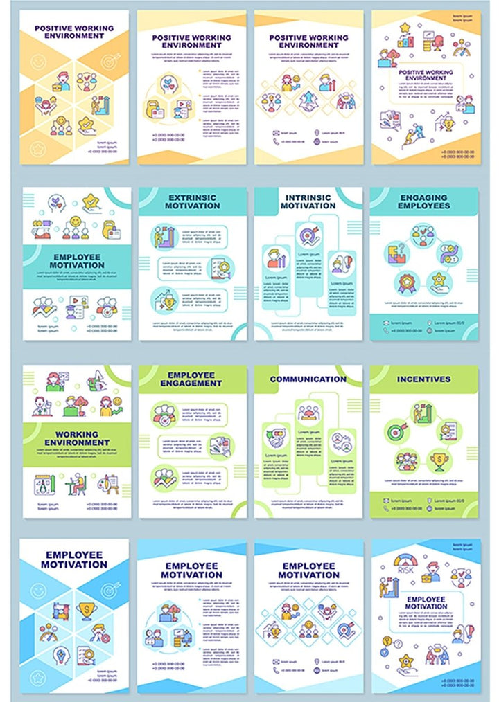 Employee motivation brochure template set